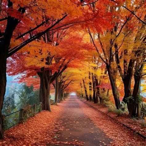 Colorful Autumn Scene with Leaves and Trees