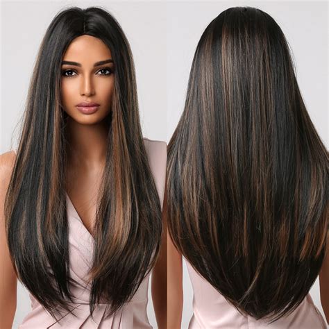 Black straight hair with highlights online