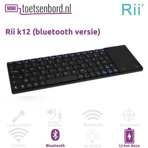 Rii mini K12 Ultra Slim Keyboard + Touchpad (Bluetooth versie) - RII ...