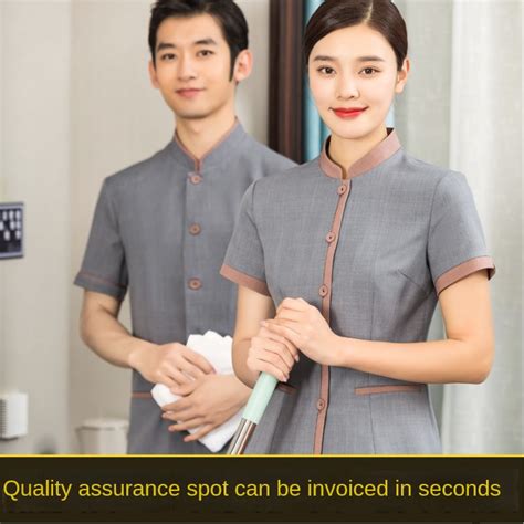 Ready Stock Breathable hotel cleaning work clothes short-sleeved ...