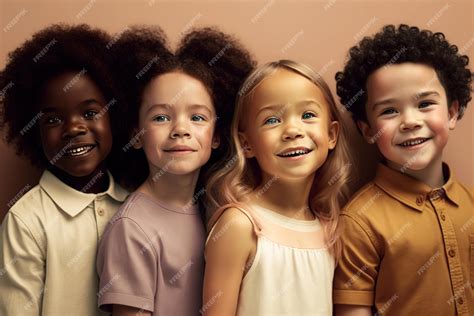 Premium Photo | A group of smiling children of different skin tones and