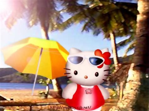 Papel de Parede Hello Kitty Na praia Wallpaper para Download no Celular ...