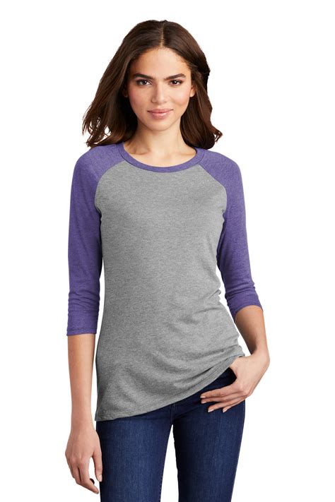 district womens perfect tri  sleeve raglan product sanmar