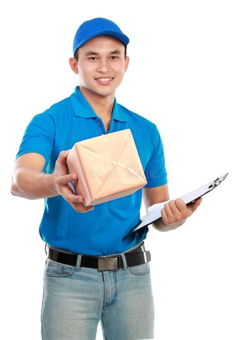 Delivery Man In Blue Uniform Stock Photo - Image of adult, asian: 23797682