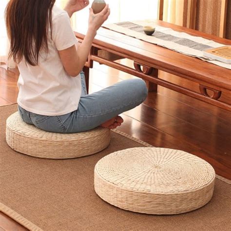 Japanese Style Floor Cushion Handcrafted Eco-Friendly Padded Knitted ...