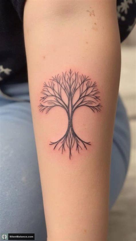 minimalistic tree tattoo ideas   silent balance