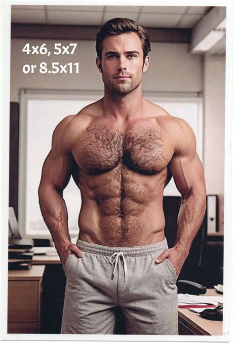 Shirtless Muscular Hairy Chest Male Gay Interest Photo Photograph