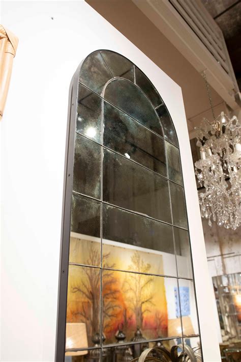 Pair of Semicircular Arch Wall Mirrors with Aged Mirrors For Sale at