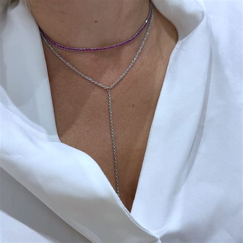 Twisted Chain Lariat Necklace - Silver