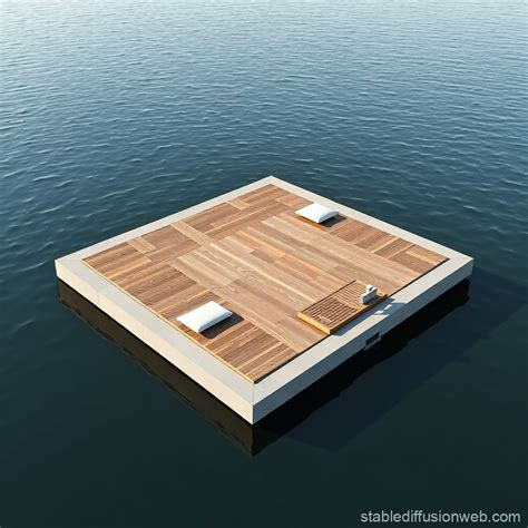 floating lake platform design  wooden overlay stable diffusion
