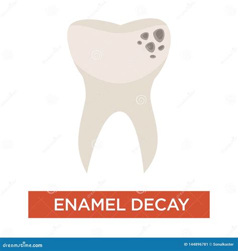 Enamel Decay Isolated Icon Toothache and Damaged Tooth Disease Stock