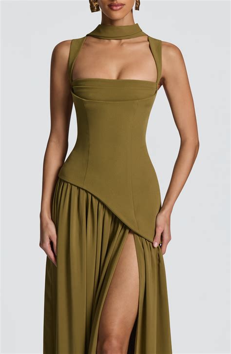 Green Maxi Dress - Tullulah Maxi Dress - Deep Olive | Babyboo Fashion