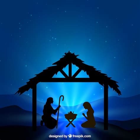 Premium Vector | Nativity scene silhouette illustration