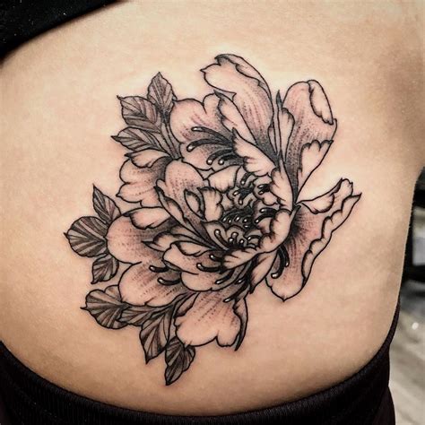 Linework Peony Tattoo Design - Printable Calendars AT A GLANCE