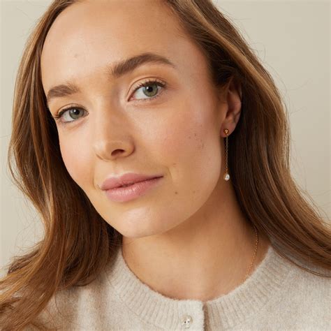 small chain drop pearl earrings mini sia