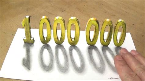 1000000 Subscribers! - Thank You! - Drawing 3D Numbers One Millions ...