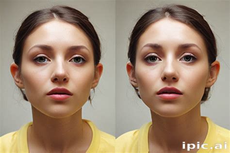 comparative portrait   young woman  natural makeup  expression