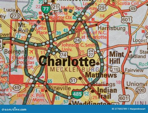 map image  charlotte north carolina stock image image  highways