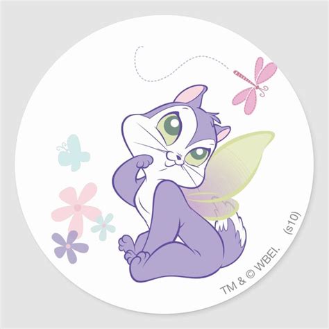 pussyfoot dragonfly kitty classic  sticker zazzle cute disney