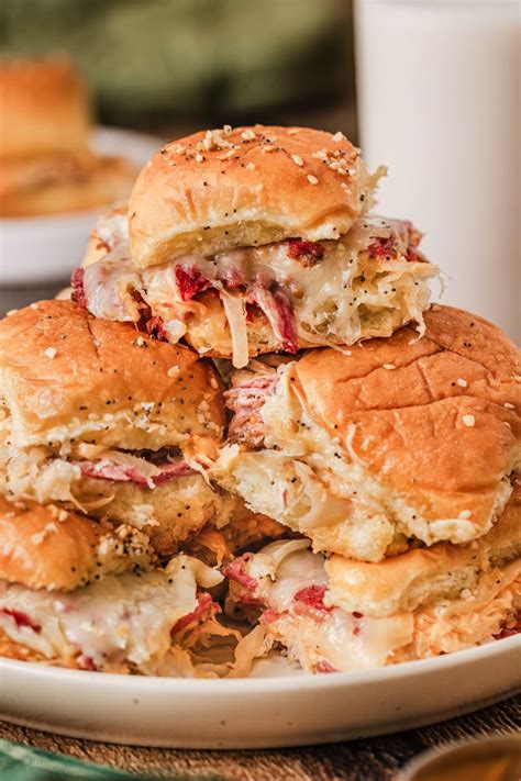 easy baked reuben sliders  cookin chicks