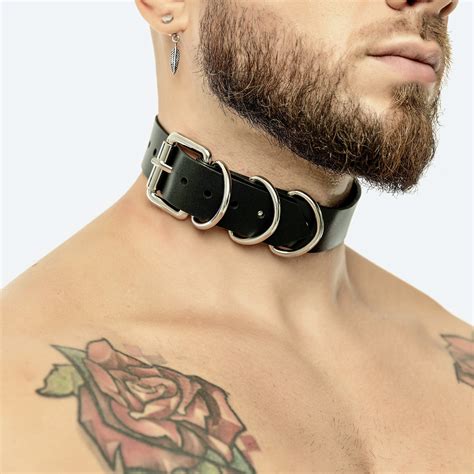 BDSM Collar for Men / Leather Submissive Collar with D-rings | Etsy