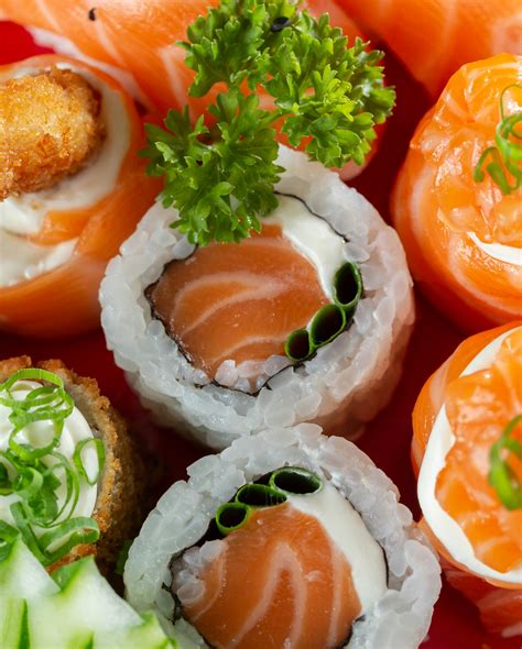 close  shot  sliced sushi  stock photo