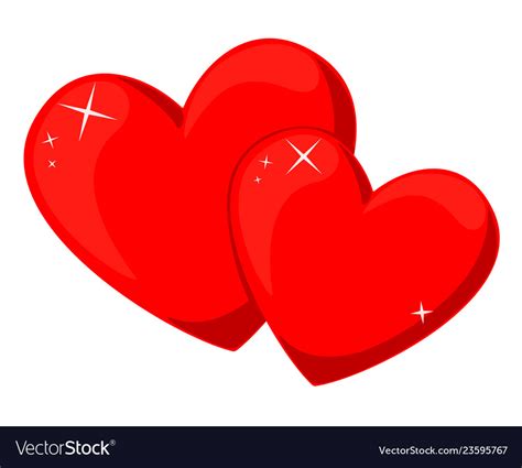 Cartoon red pair of loving hearts Royalty Free Vector Image