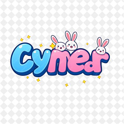 Chibi Text Cyber Monday With Sparkling Stars and Cute Bunnies Text Is