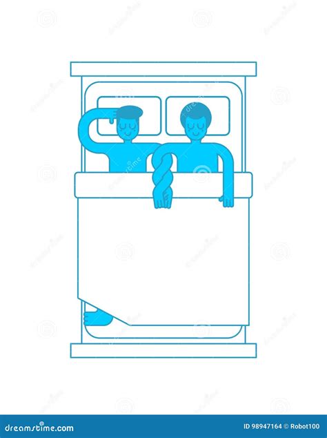 Gays in Bed. Two Guys are Hugging in Sleep. LGBT Love Stock Vector