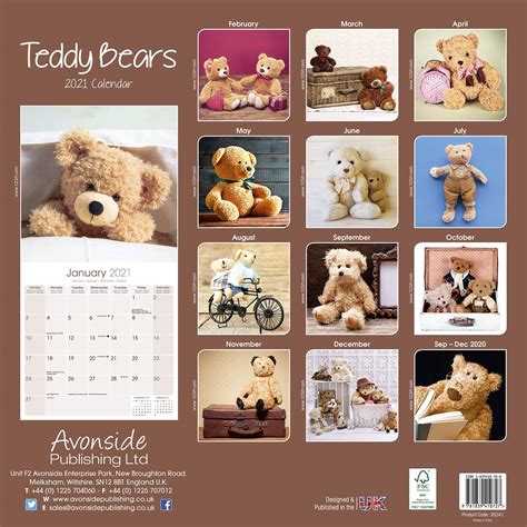 teddy bear calendar calendars   wall calendars doll