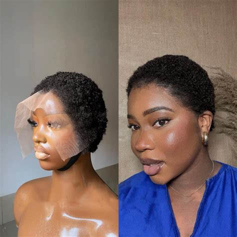 full lace natural black afro  cut wig elle vane