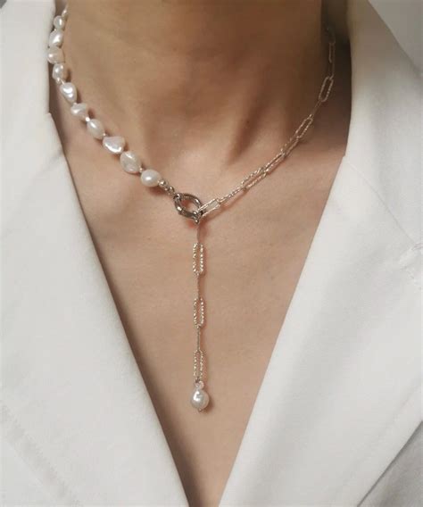 925 Sterling Silver Baroque Petal Pearl Half Chain Sparkle Charm