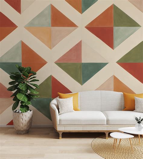 modern geometric pattern wallpaper earthy chevron design