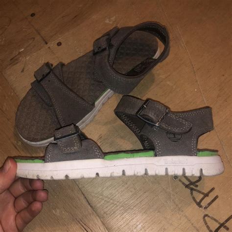 Boys Timberland Sandals. Size UK 2.5. Nubuck brown,... - Depop