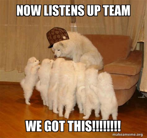 Now listens up team we got this!!!!!!!! - Scumbag Storytelling Dog Meme ...