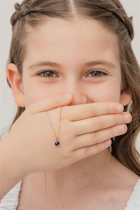 Silver Custom Birthstone Necklace for Kids • Kids Dainty Gemstone